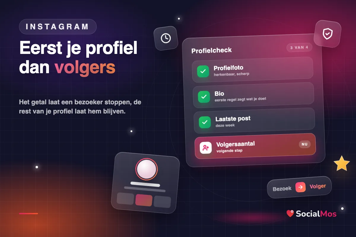 Profielcheck: profielfoto, bio en laatste post op orde, volgersaantal als volgende stap